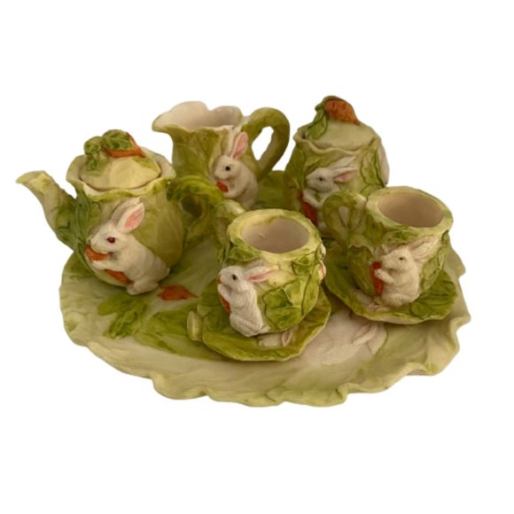 Kitchen | Miniature Easter Tea Set Bunny Rabbit 1 Pcs Resin Lettuce ...